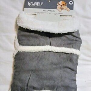 Friends Forever Faux Suede Gray Reversible Fleece Dog Vest MEDIUM NWT